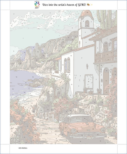 Vintage Red Chrysler by the Sea Paint by Numbers kit