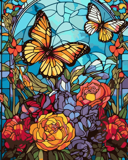 Butterfly Garden in Glass Paint by Numbers kit