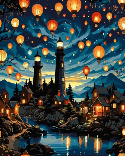 Lighthouse Lantern Festival Paint by Numbers kit
