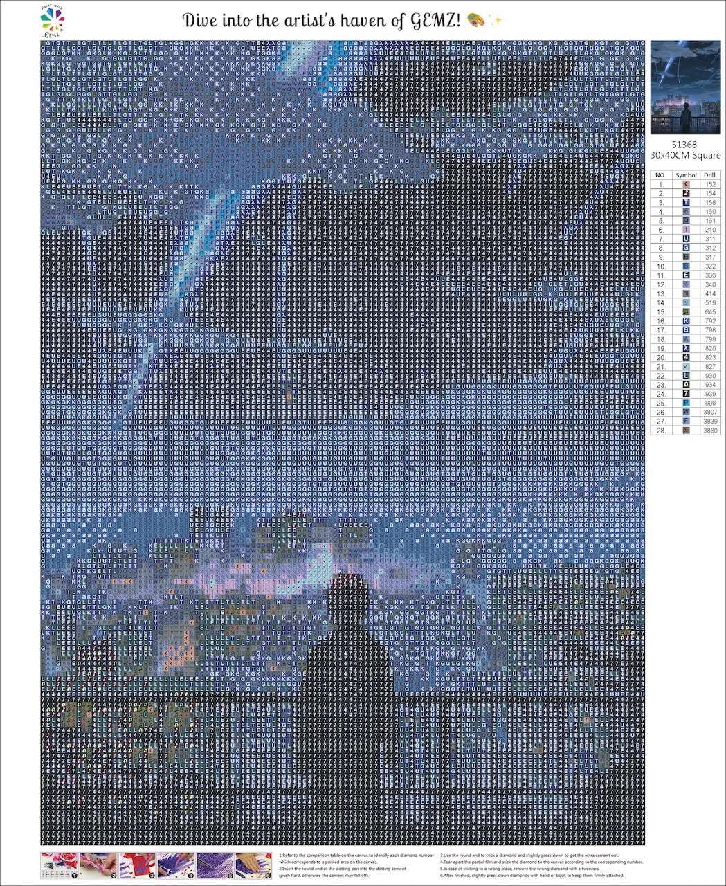 Your Name anime Diamond Painting Kit - Paint with Gemz