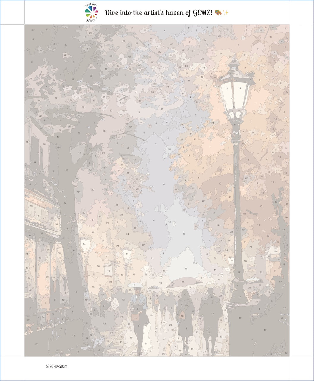 Rainy evening stroll | Paint by Numbers Kit