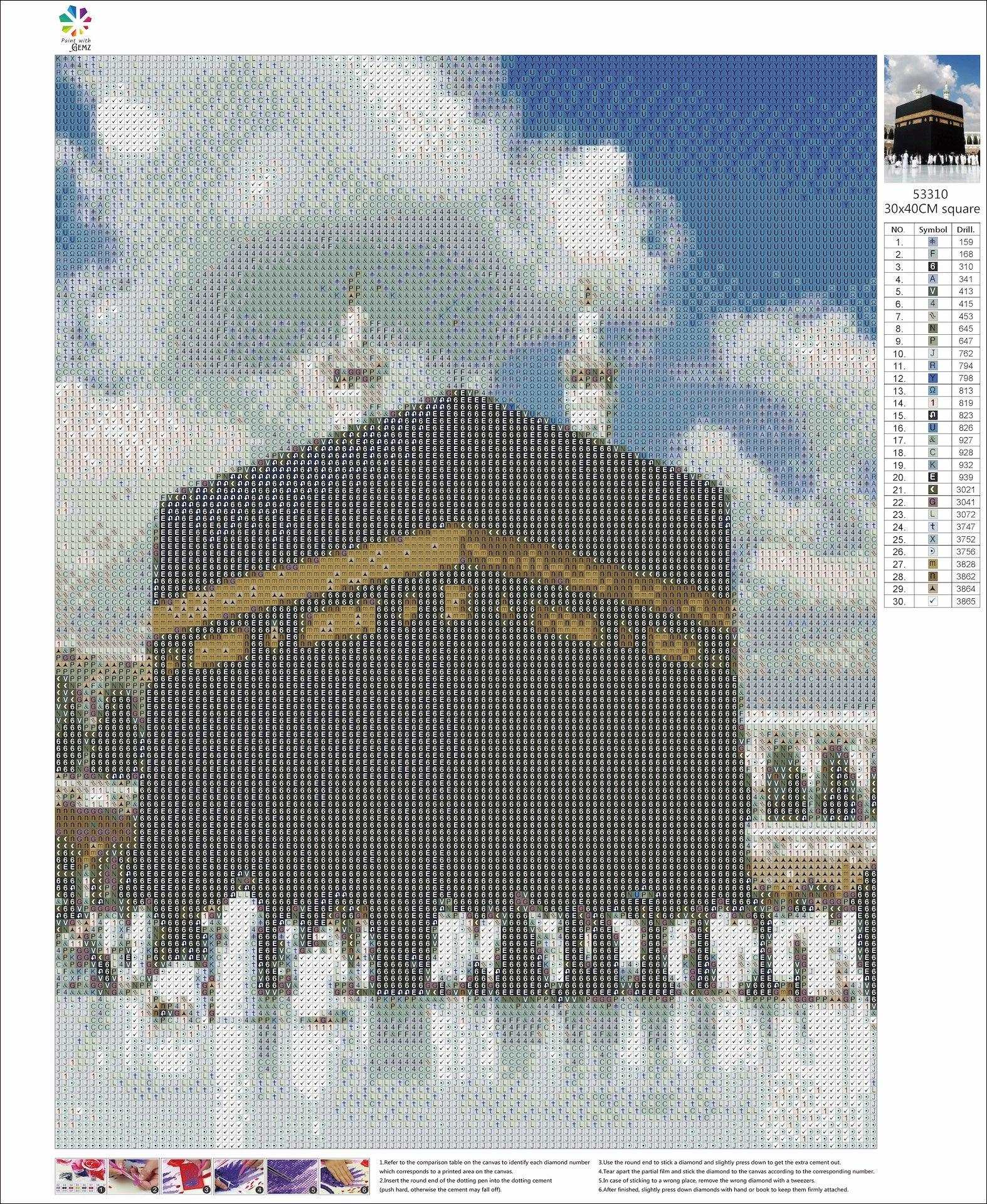 Diamond Painting La Mecca – Kit 5D Grande 90x180 Cm, Notte Di Santa, Fai Da Te, Decorazione Parete