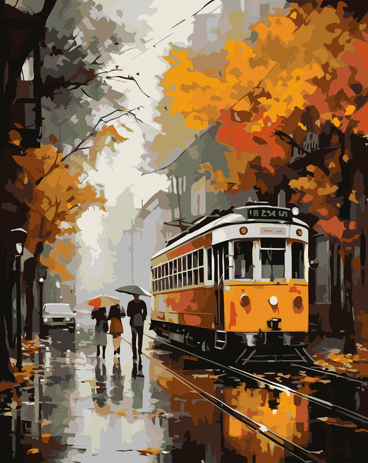 Rainy Rails and Autumn Tales Paint by Numbers kit