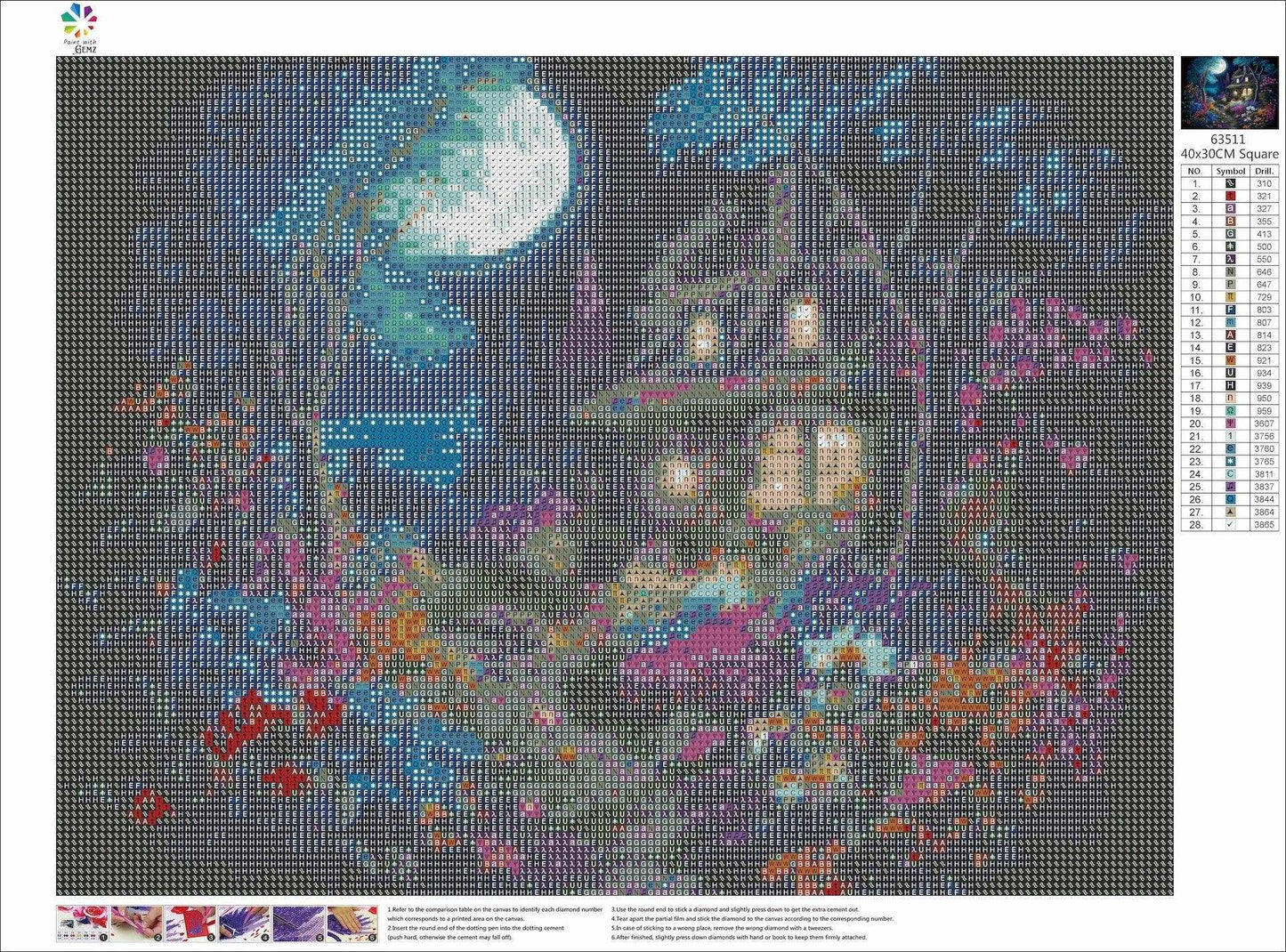 Garden in Moonlight | Diamond Painting Kit - Paint with Gemz