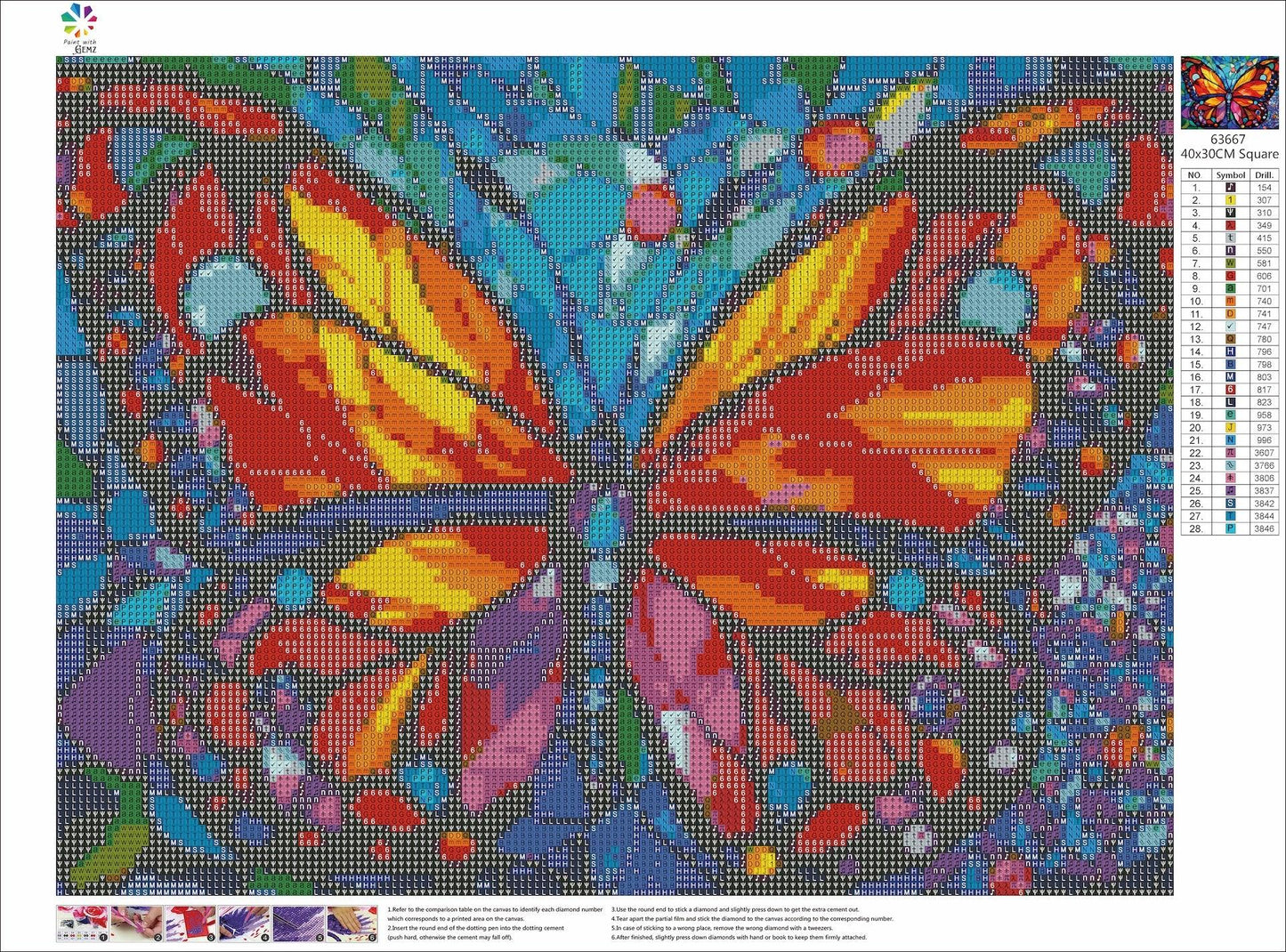 Butterfly Stained Glass | Diamond Painting Kit - Paint with Gemz