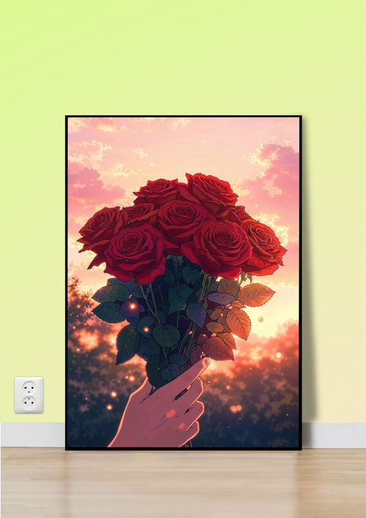 Golden Hour Blooms Poster Wall Art