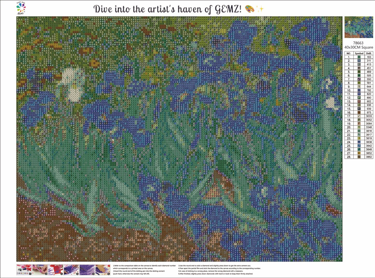 Starry Irises Diamond Painting kit