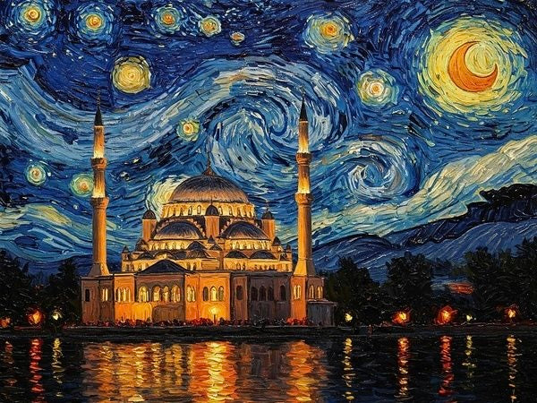 Blue Mosque Starry Night Diamond Painting Kit