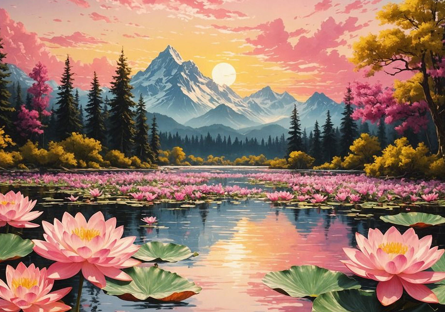 Pink Peak Landscape Paint by Numbers Kit