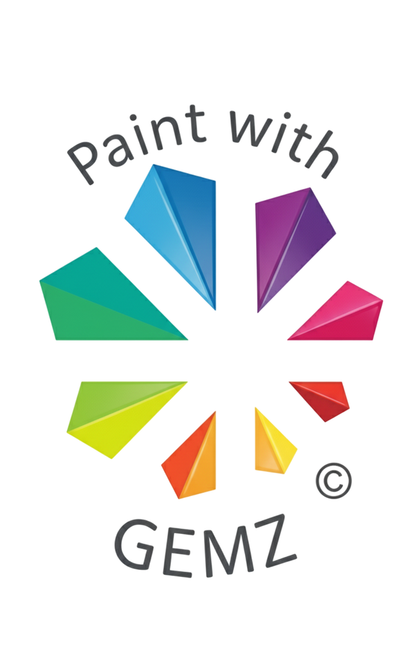 Logo of GEMZ with colorful geometric shapes on a white background