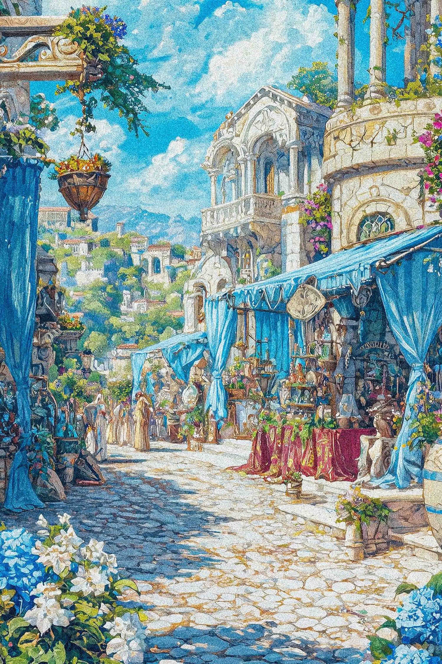 Mediterranean Market Street Diamond Painting Kit