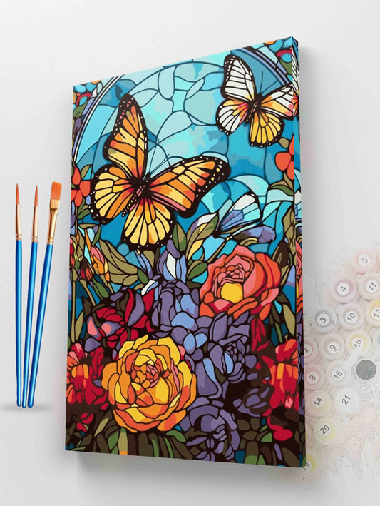 Butterfly Garden in Glass Paint by Numbers kit