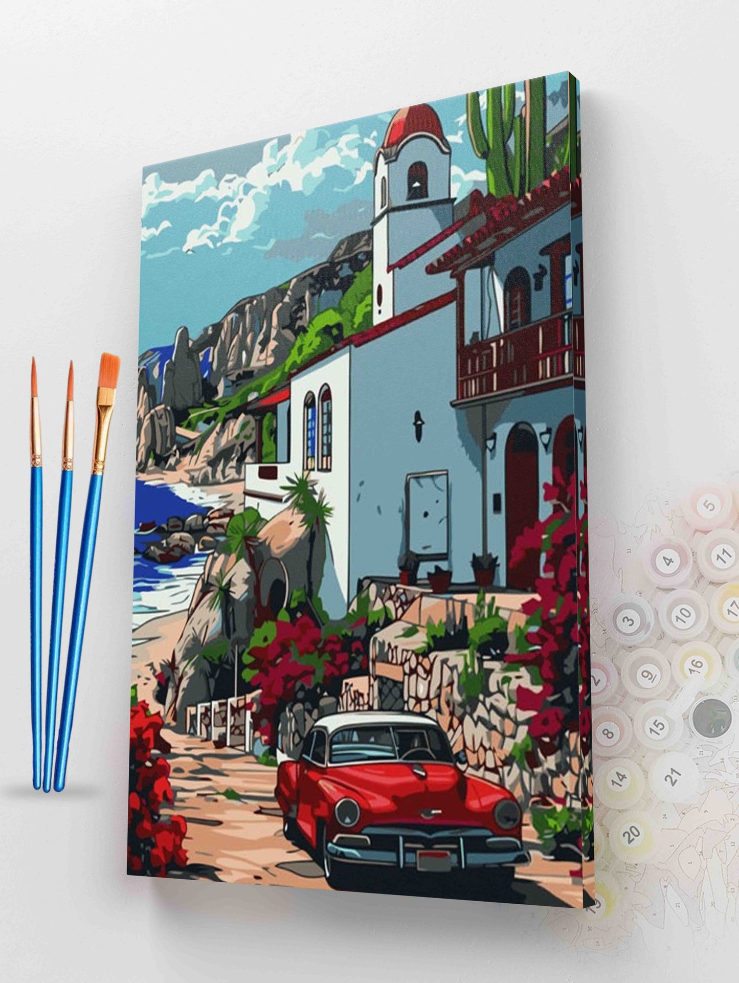Vintage Red Chrysler by the Sea Paint by Numbers kit