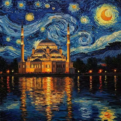 Blue Mosque Starry Night Paint by Numbers Kit