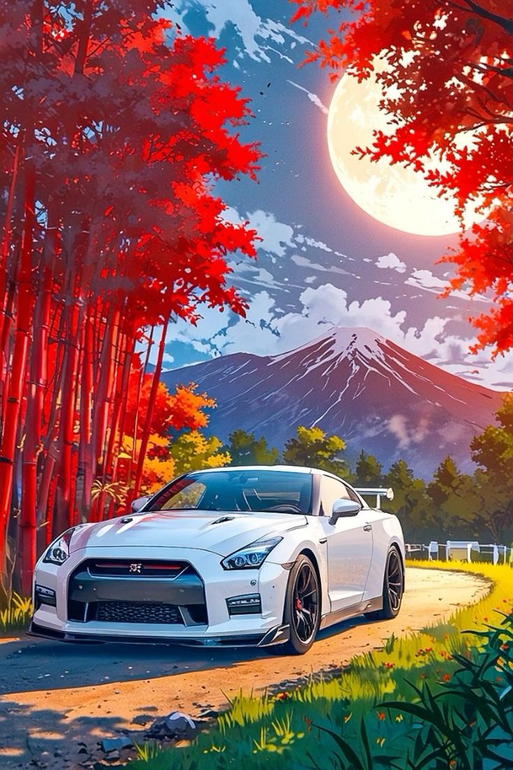 GTR under the Sakura Sky| Diamond Painting Kit