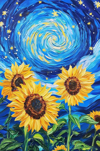 Sunflowers Under the Stars| Diamond Painting Kit