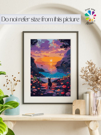 A Cat's Sunset Dream Paint by Numbers kit