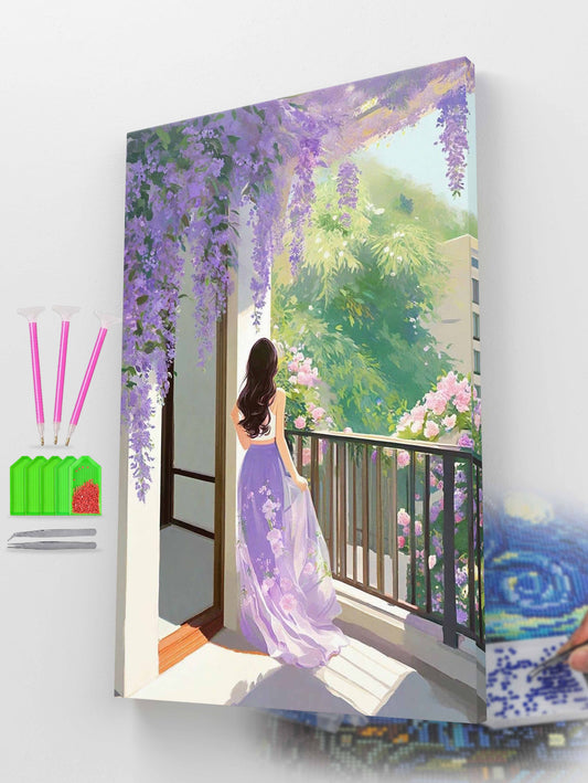 Woman in Purple Dress Diamond Painting Kit