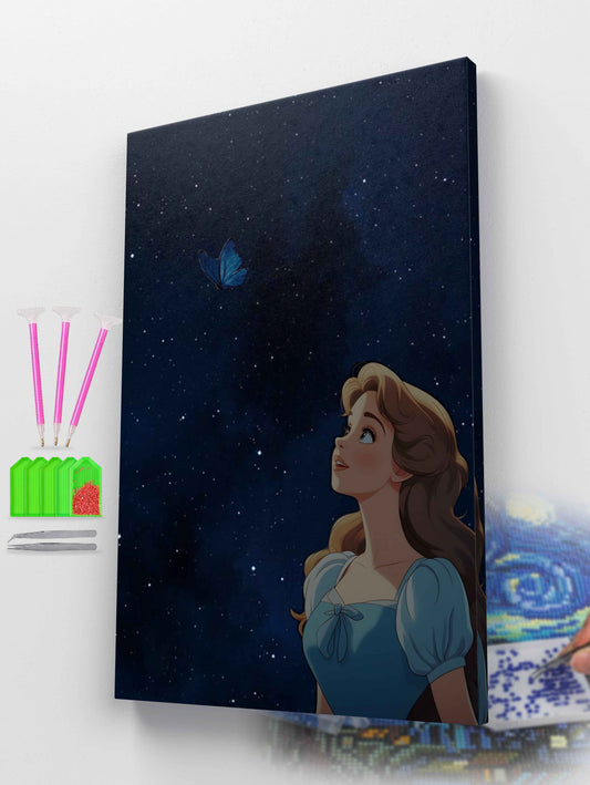 Dreamy Night with Blue Butterfly Diamond Painting Kit
