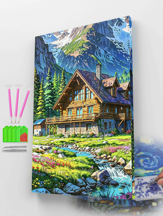 Tranquil Mountain Cabin Diamond Painting Kit