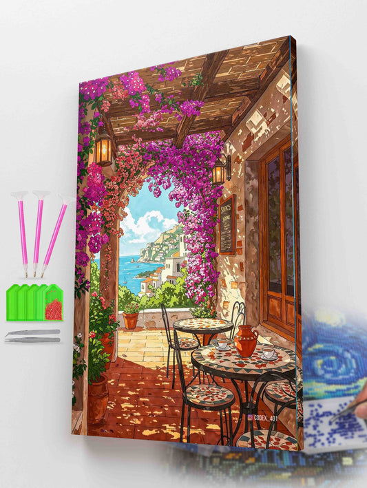 Mediterranean Bloom Cafe Diamond Painting Kit