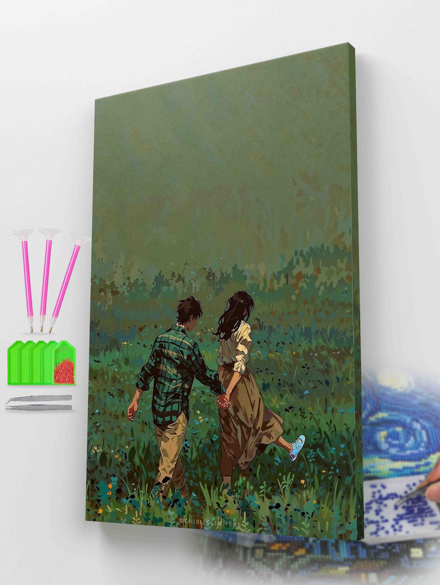 Romantic Walk in the Meadow Diamond Painting Kit