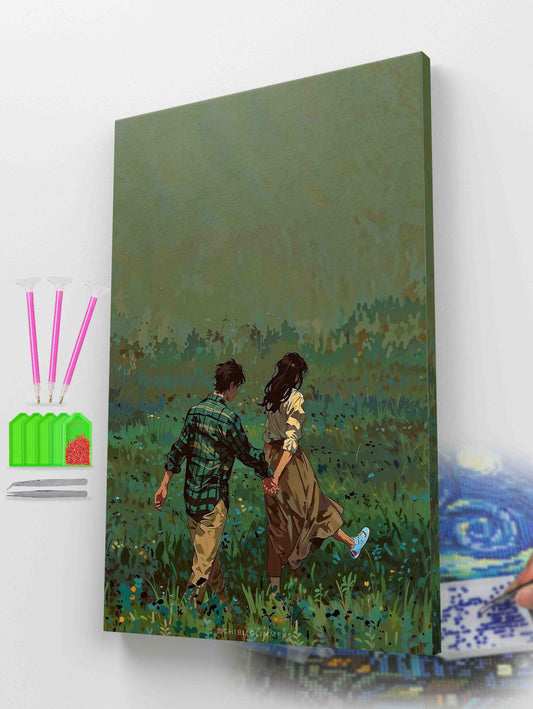 Romantic Walk in the Meadow Diamond Painting Kit