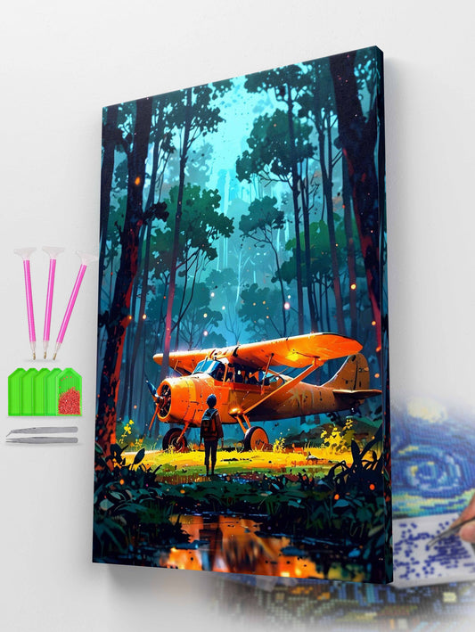 Jungle Adventure Vintage Plane Diamond Painting Kit
