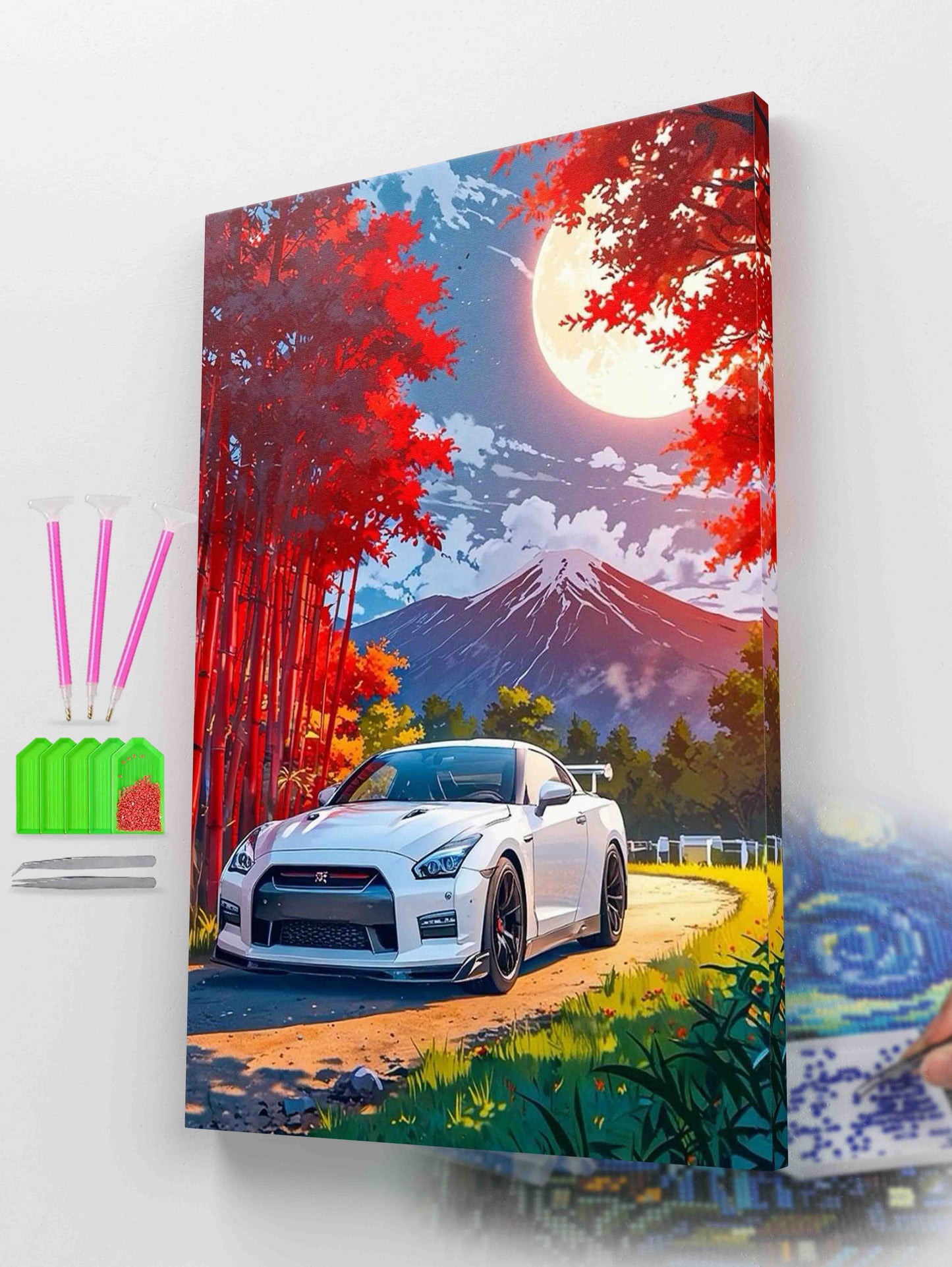 GTR under the Sakura Sky| Diamond Painting Kit