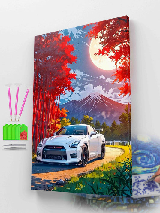 GTR under the Sakura Sky| Diamond Painting Kit