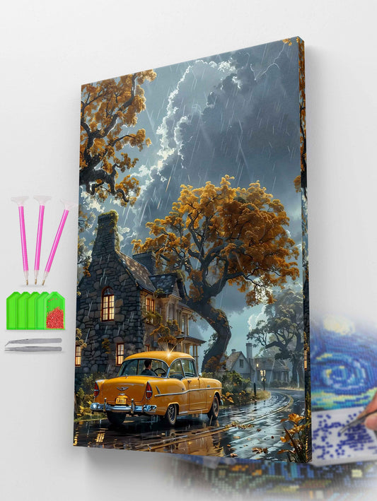 Golden Ride Through Rain Diamond Painting Kit