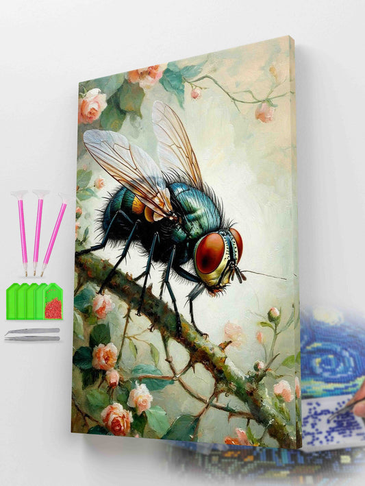 Giant Fly on Flowers Diamond Painting Kit