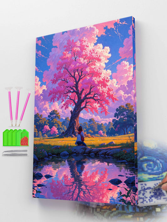 Serene Pink Blossom Tree Diamond Painting Kit