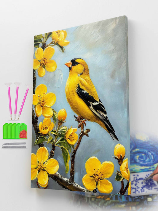 Yellow Bird on Flower Diamond Painting Kit