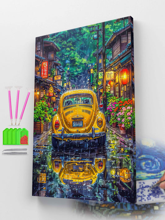 Neon Rain in Old Town Diamond Painting Kit