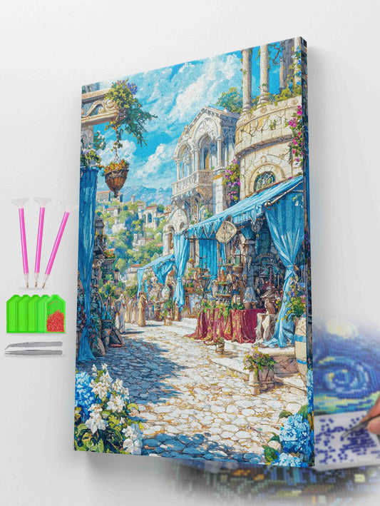 Mediterranean Market Street Diamond Painting Kit