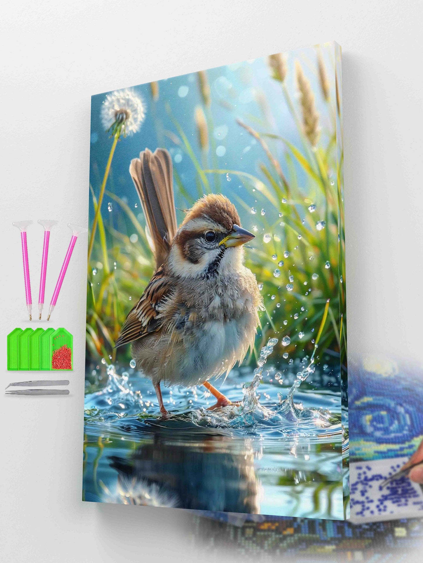 Cute Bird in Water Diamond Painting Kit
