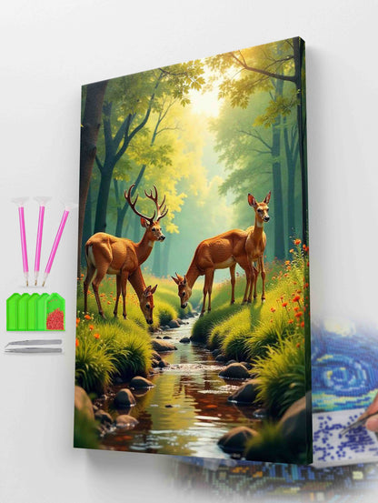 Three Deer in Forest Diamond Painting Kit