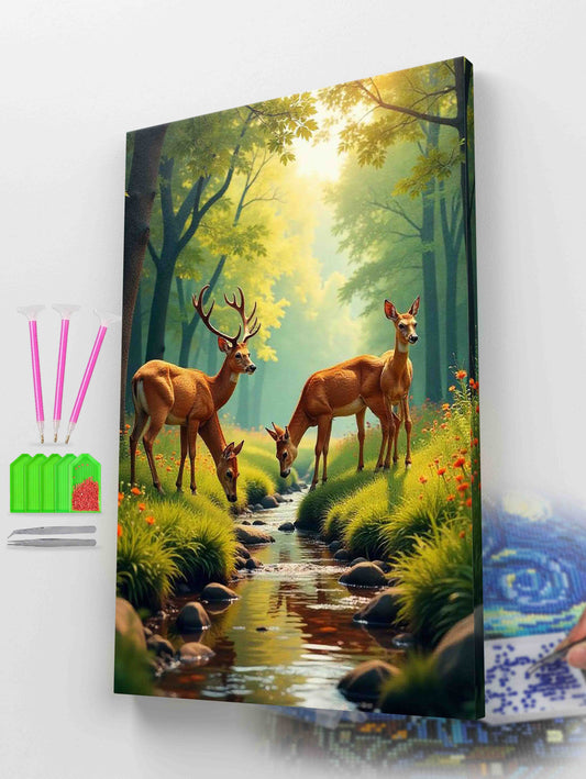 Three Deer in Forest Diamond Painting Kit