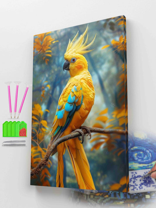 Yellow and Blue Parrot Wall Art Diamond Painting Kit