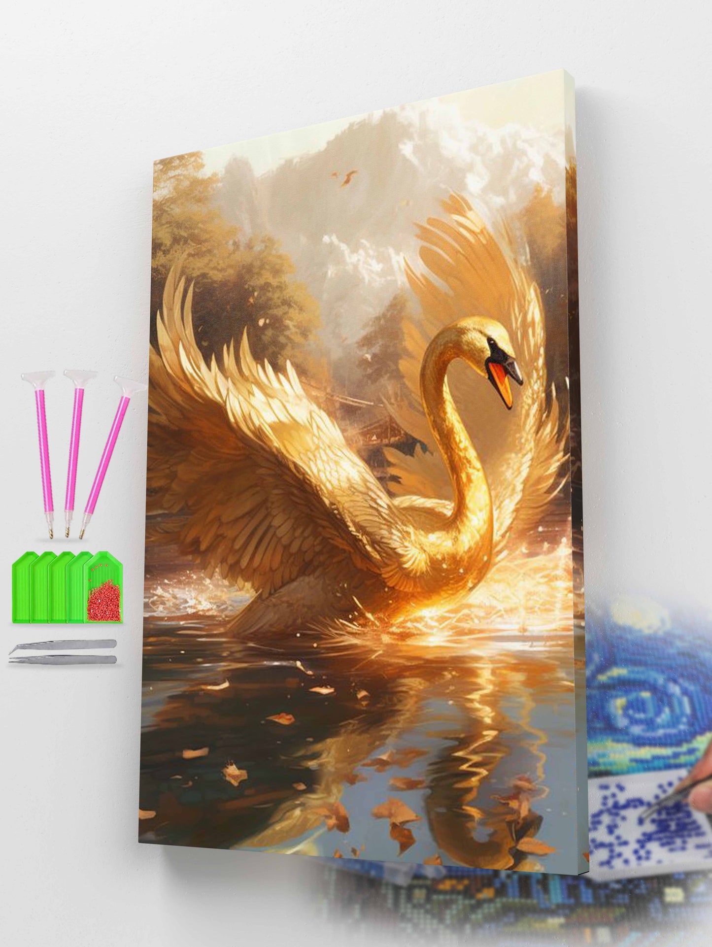 Golden Swan Diamond Painting Kit