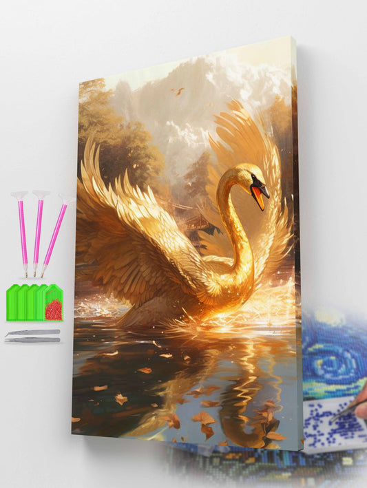 Golden Swan Diamond Painting Kit