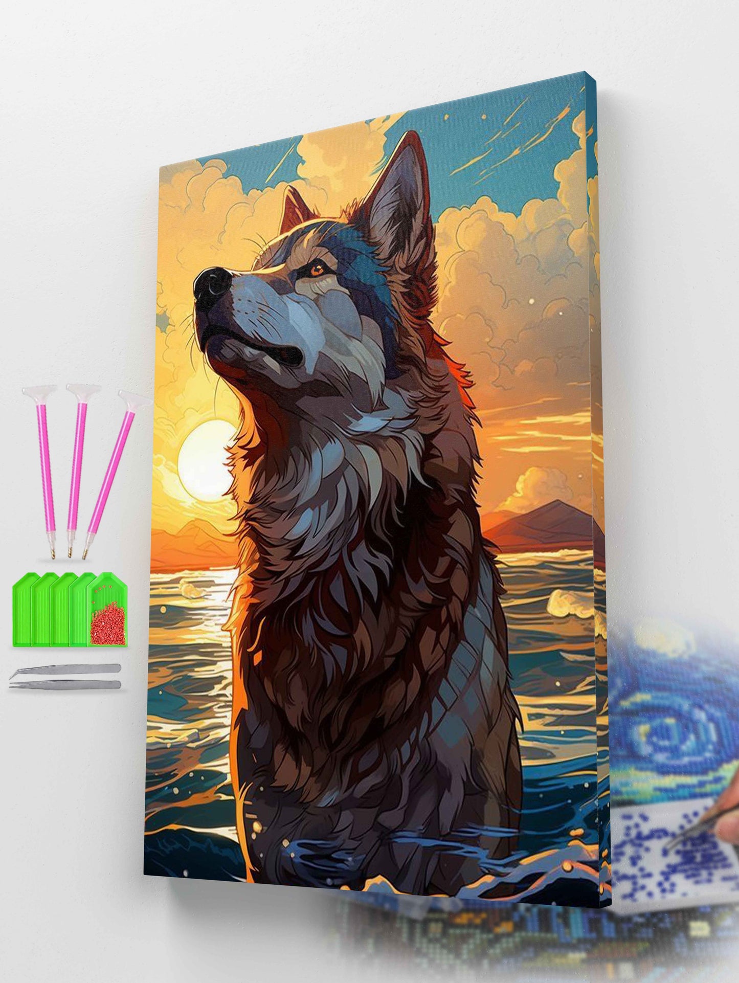Wolf in Ocean  Diamond Painting Kit