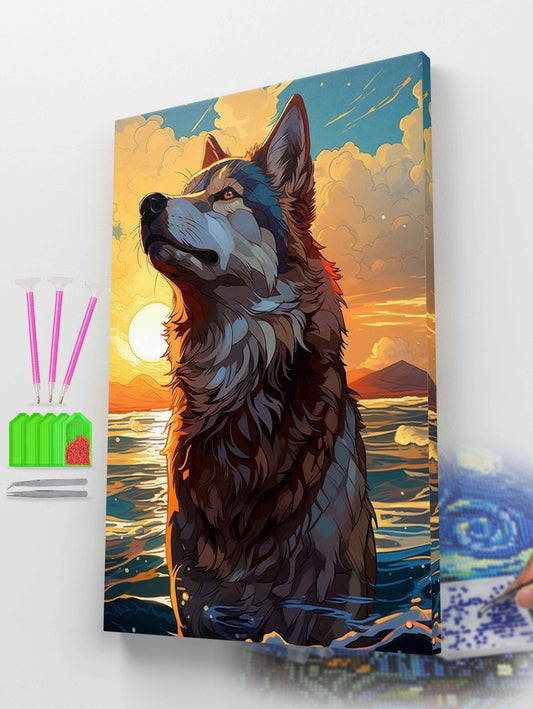 Wolf in Ocean  Diamond Painting Kit