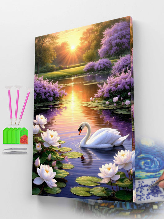 graceful white swan Diamond Painting Kit