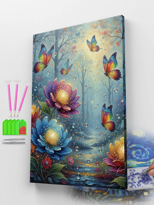 Colorful Butterflies in a Magical Forest Diamond Painting Kit