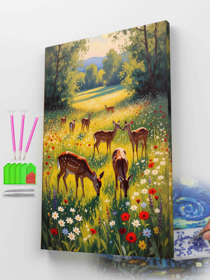 Deer in Wildflower Meadow Diamond Painting Kit
