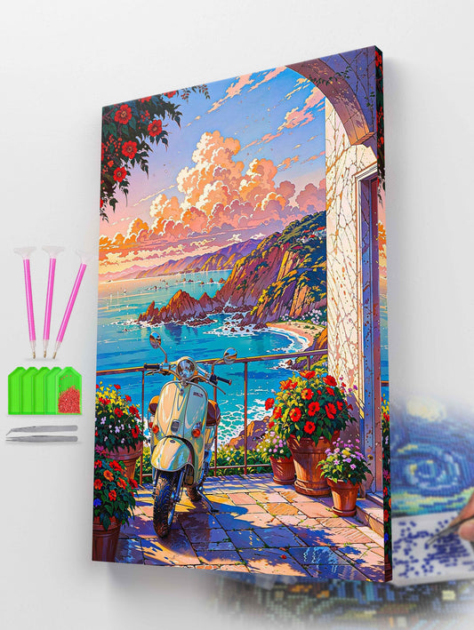 Balcony of Blossoms Diamond Painting Kit