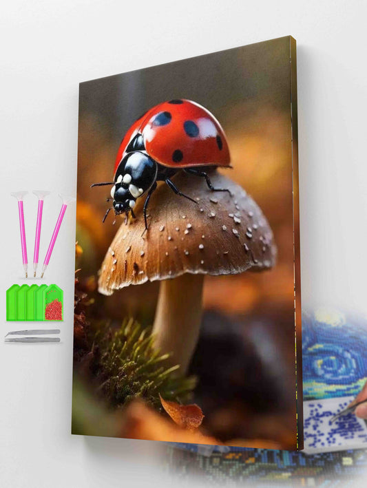 Ladybug on Mushroom Diamond Painting Kit
