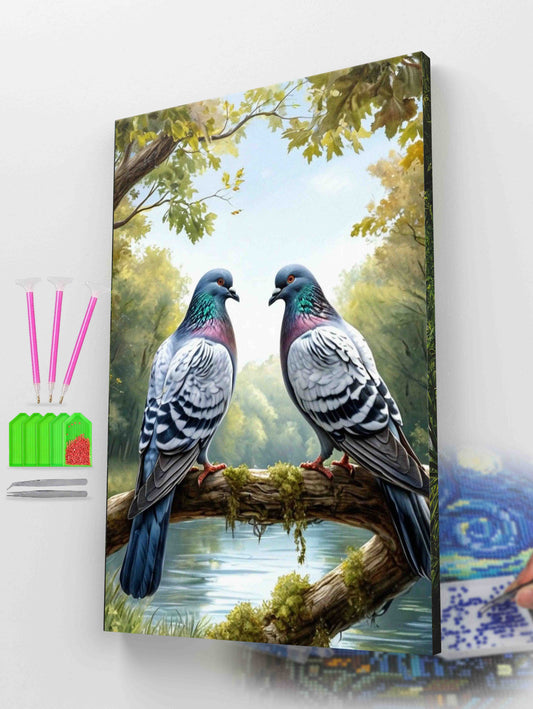 Pigeon Couple by River Diamond Painting Kit